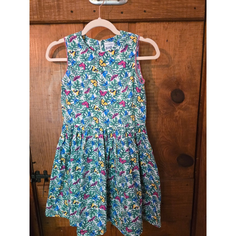 KITE - Girls Butterfly Monstera Leaf Print Cotton Dress Size 10-11Y 140-146cm